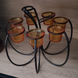 Black Metal Holiday Pumpkin Candle Holder